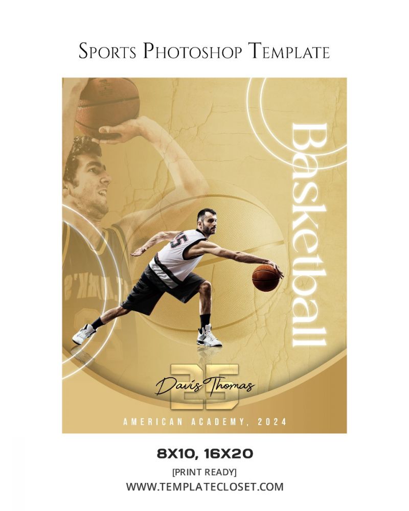 Basketball Memory Mate Color Effect Photography Template