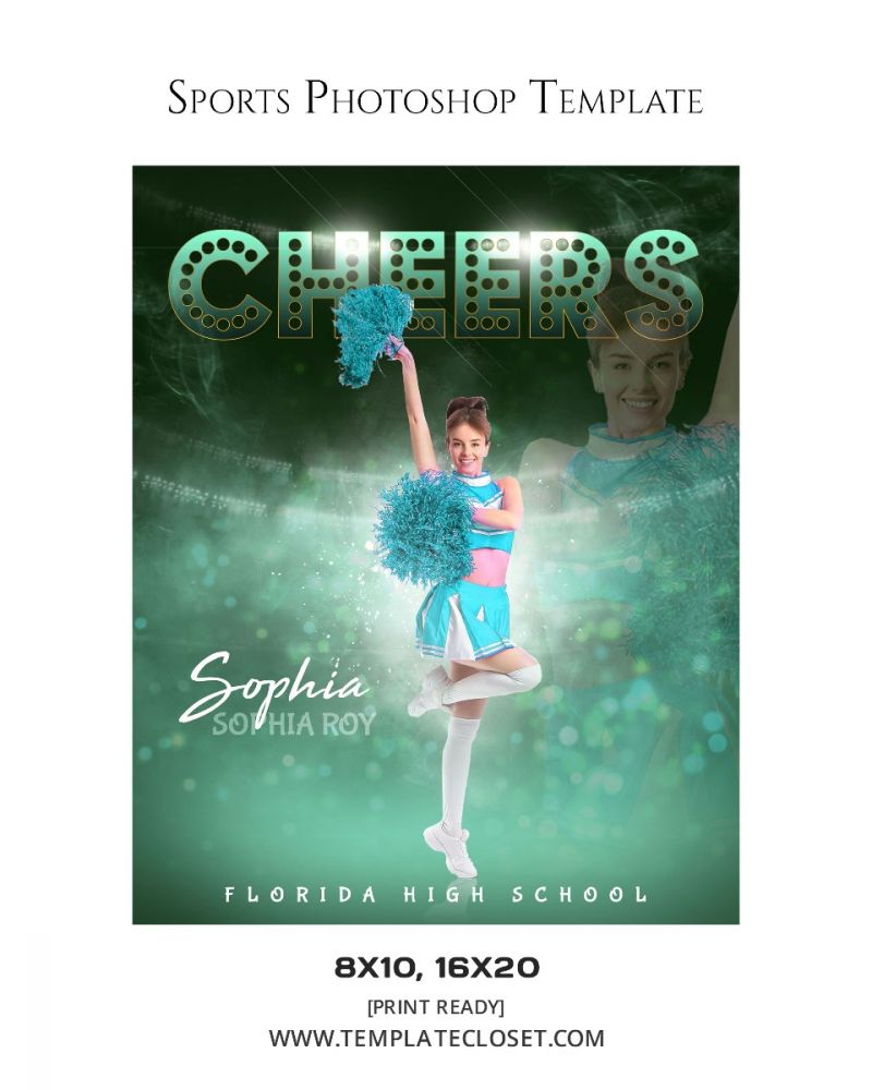 Cheerleader Green Sprinkle Effect Photography Template