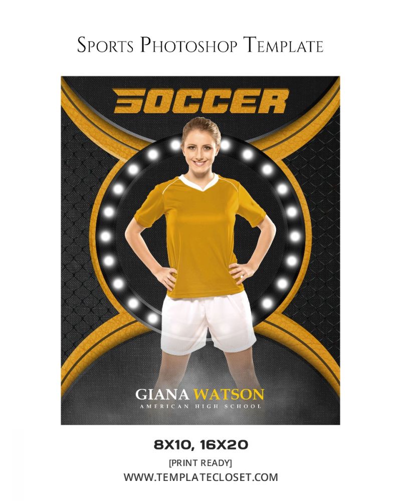 Soccer Light Effect Customized Sports Template