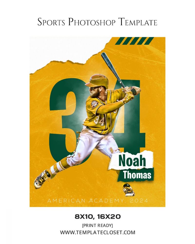 Baseball Print Ready Sports Photoshop Template