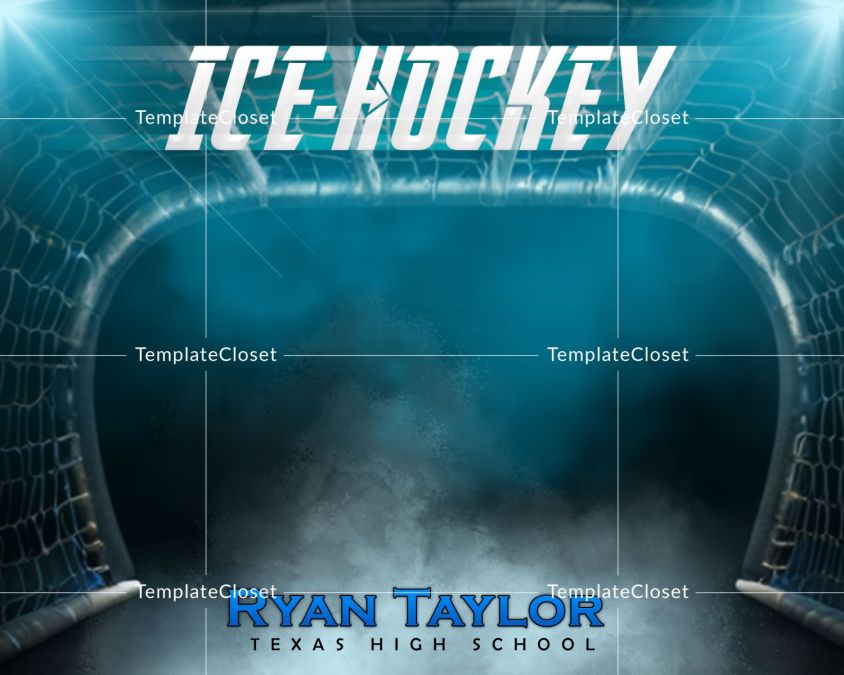 Ice Hockey American High School Photoshop Layered Template