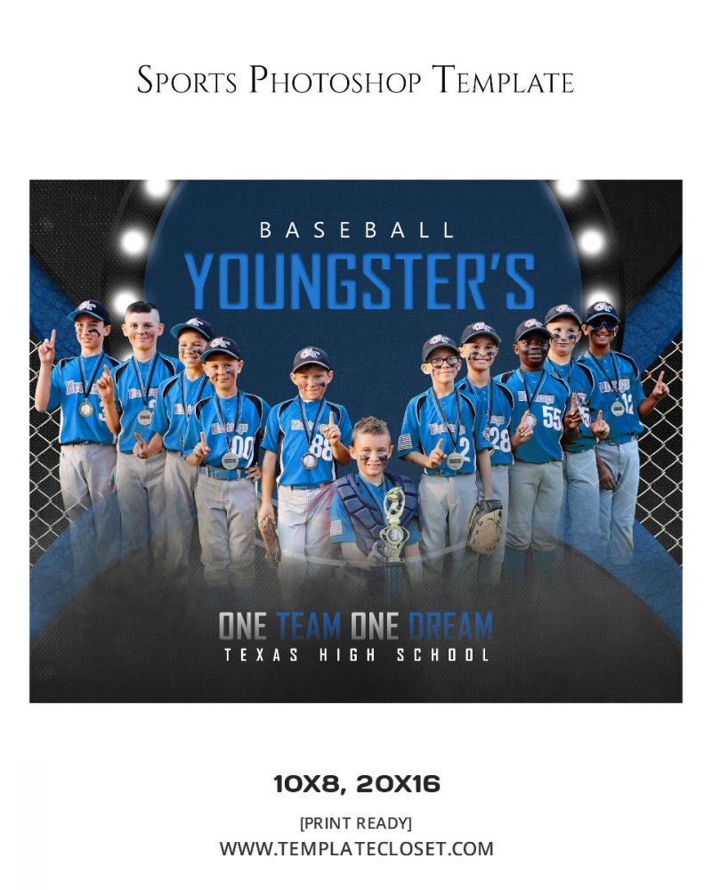 Baseball Youngster Team Sports Photography Template