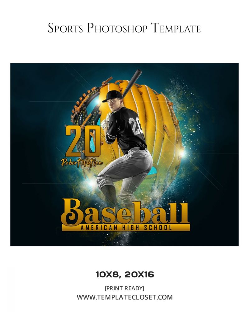 Baseball American High School Photography Template