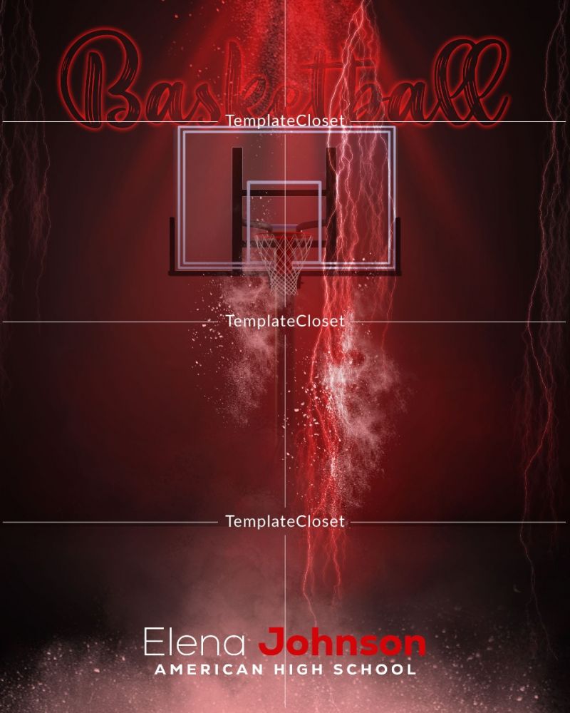 Elena Johnson - Basketball Red Effect Sports Photography Template