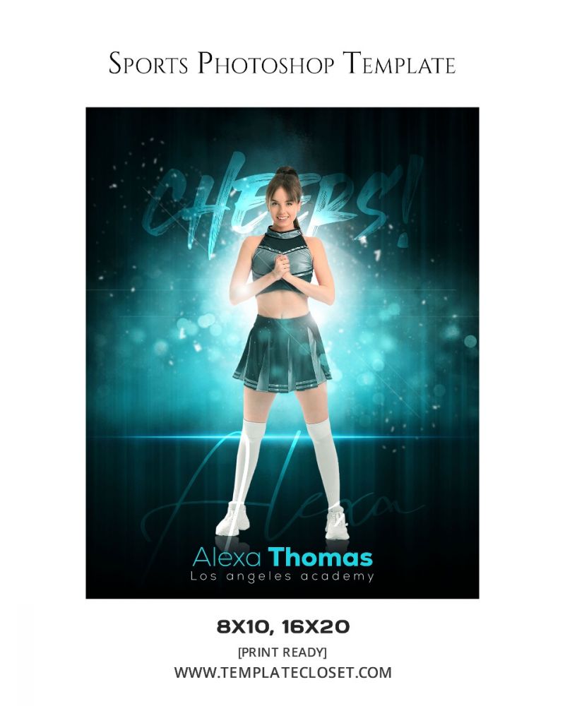 Cheerleader Green Sprinkle Effect Photography Template