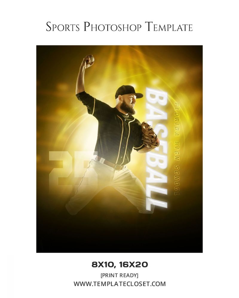 Baseball Print Ready Sports Photoshop Layered Template