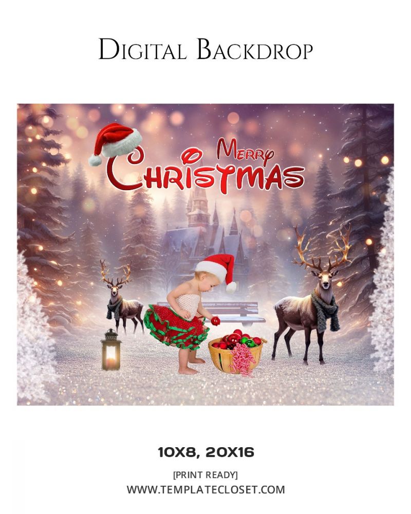 Christmas Print Ready Digital Backdrop