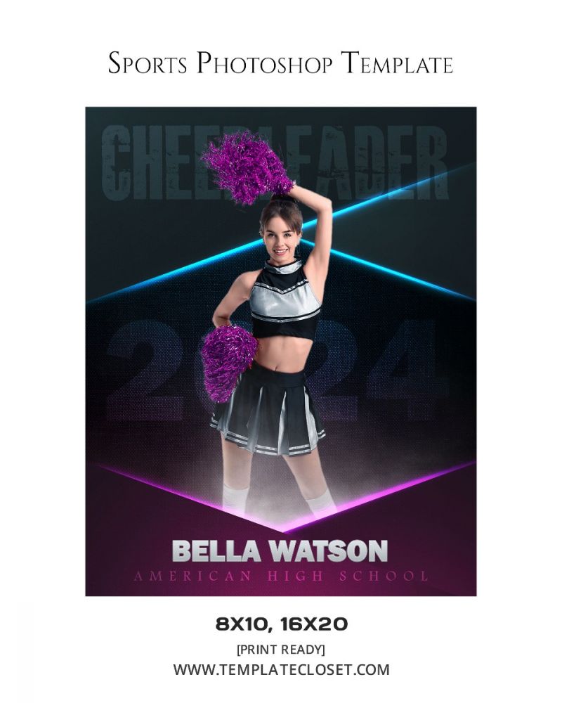 Cheerleader Green Sprinkle Effect Photography Template