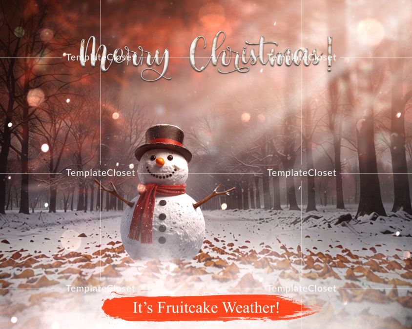 Christmas With Snow Man Digital Photoshop Template