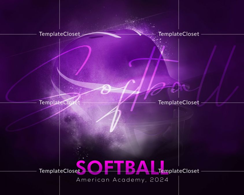 Softball Purple Effect Sports Photography Layered Template