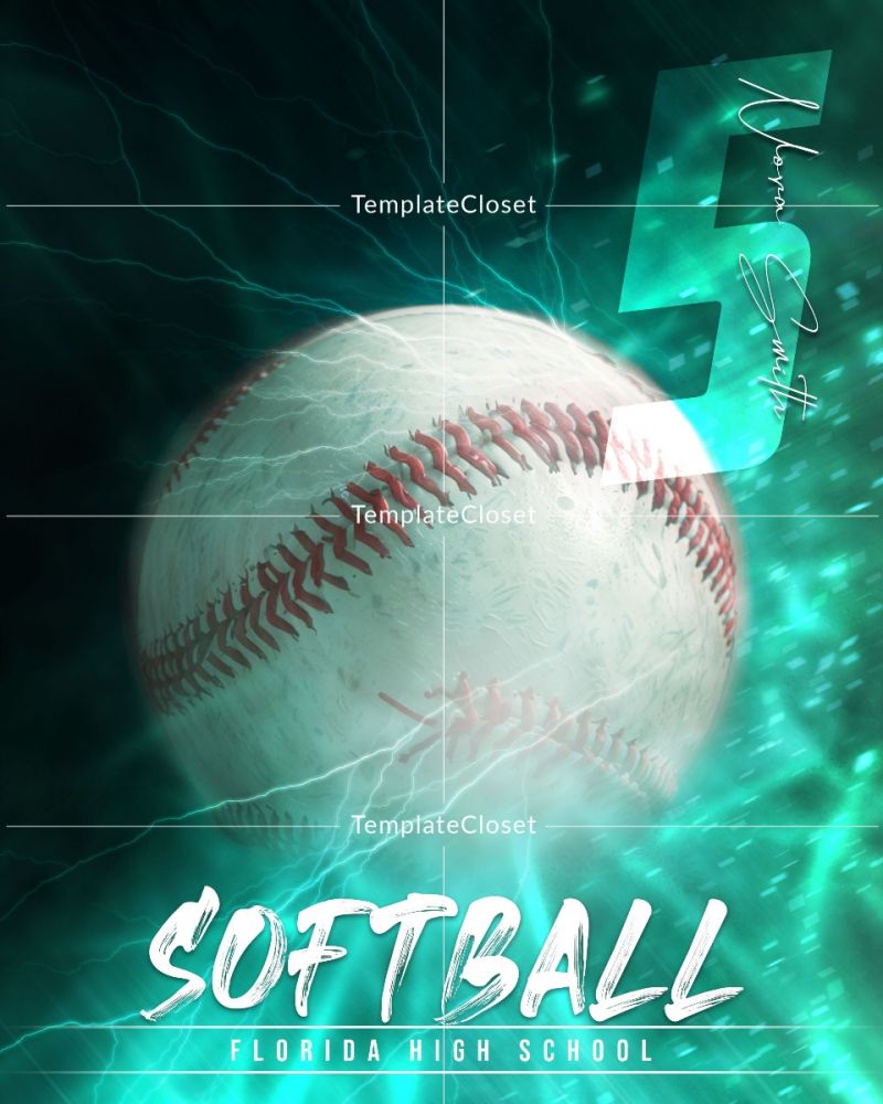 Softball Print Ready Sports Layered Photoshop Template