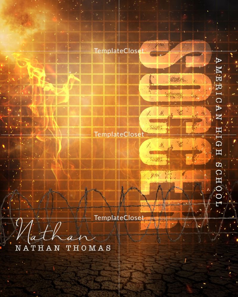Soccer Fire With Signature Effect Photoshop Template