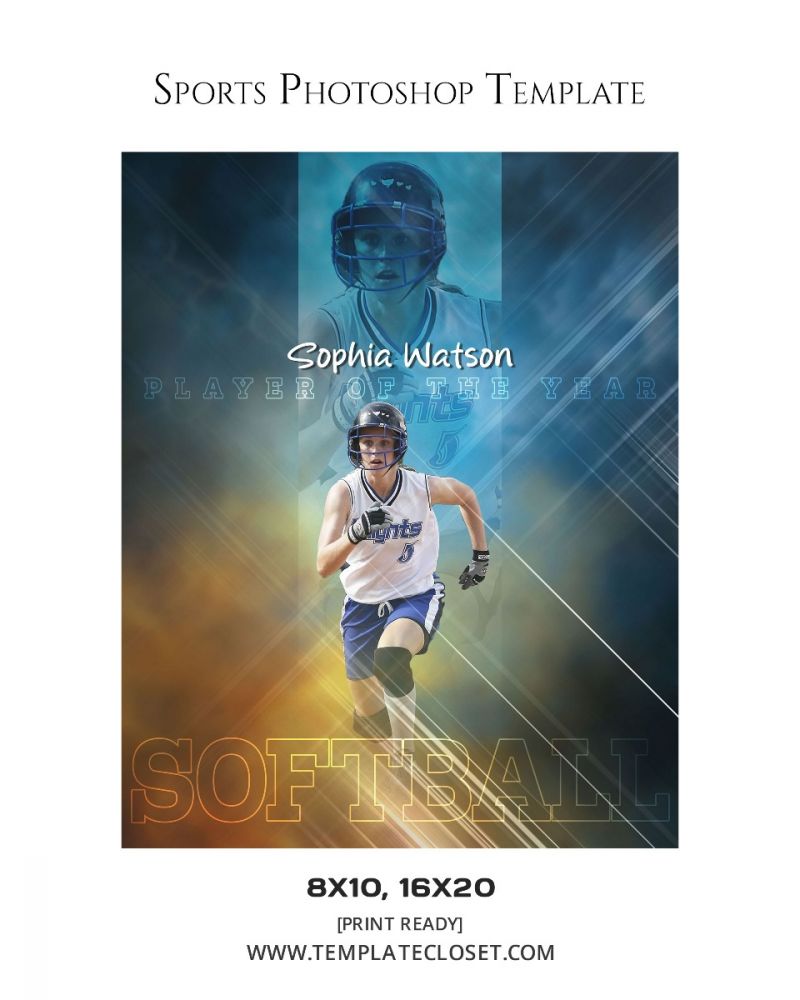 Softball Memory Mate With Color Effect Photography Template