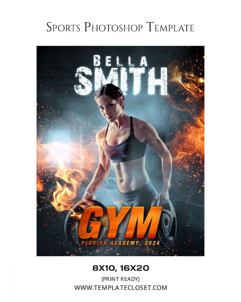 Gymnastic Print Ready Sports Customized Photoshop Layered Template