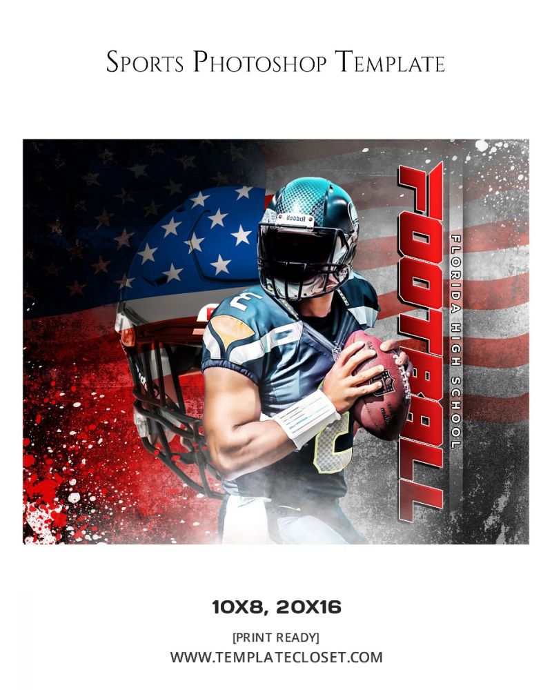 Football Flag Effect Customized Photography Template