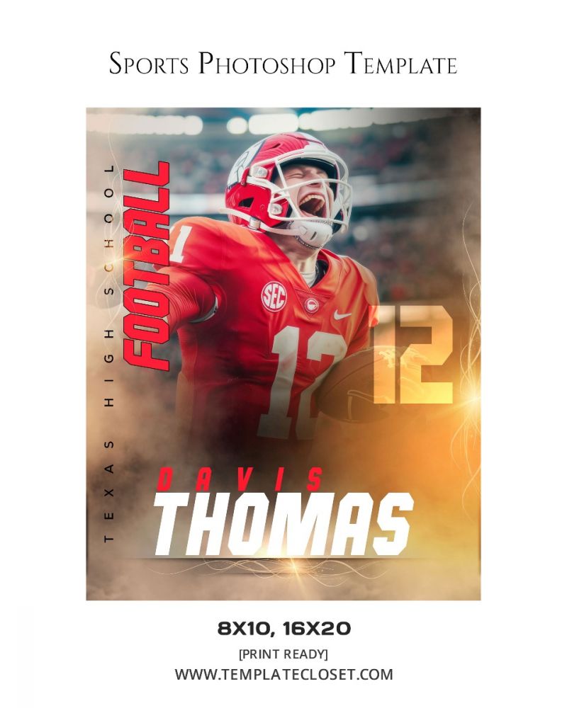 Football Texas High School Enliven Effect Photography Template