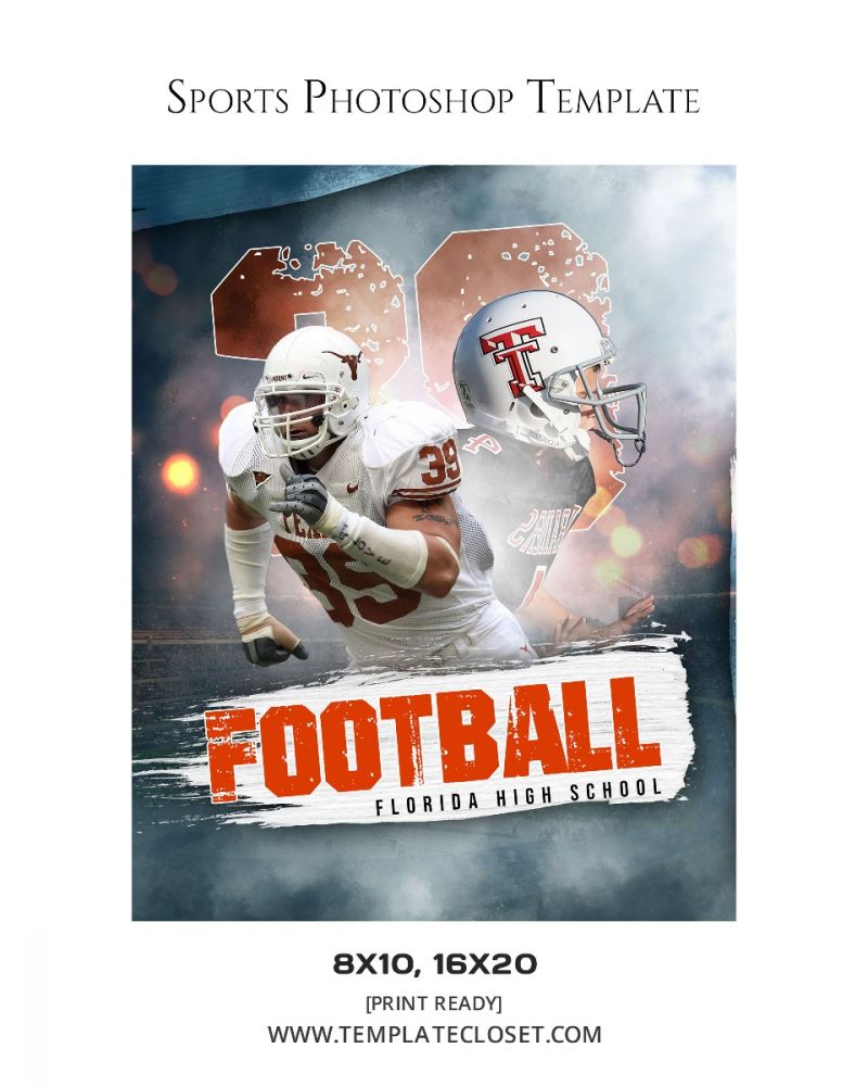 Football Memory Mate Print Ready Sports Photography Template