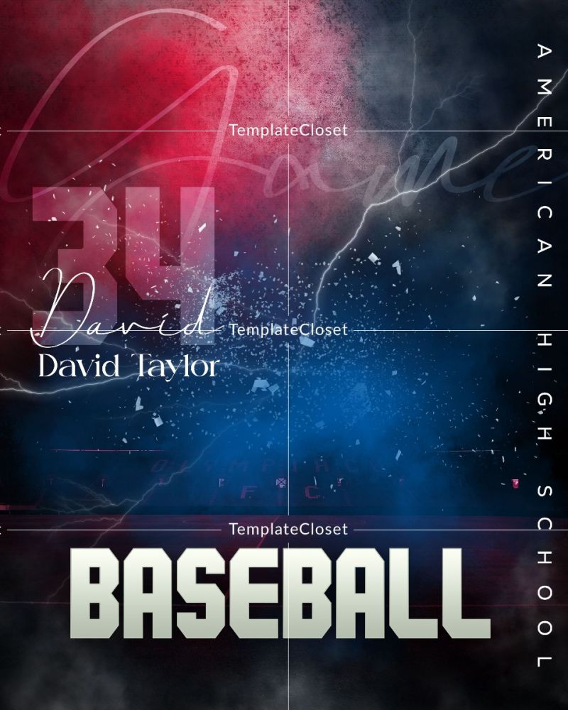 Baseball Colorful Print Ready Sports Photography Template