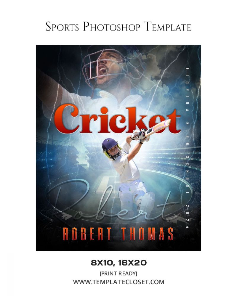 Cricket Green Effect Sports Print Ready Template