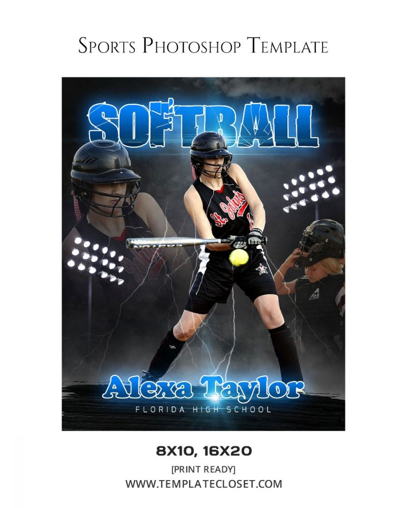 Alexa Taylor - Softball Light Effect Sports Photography Template