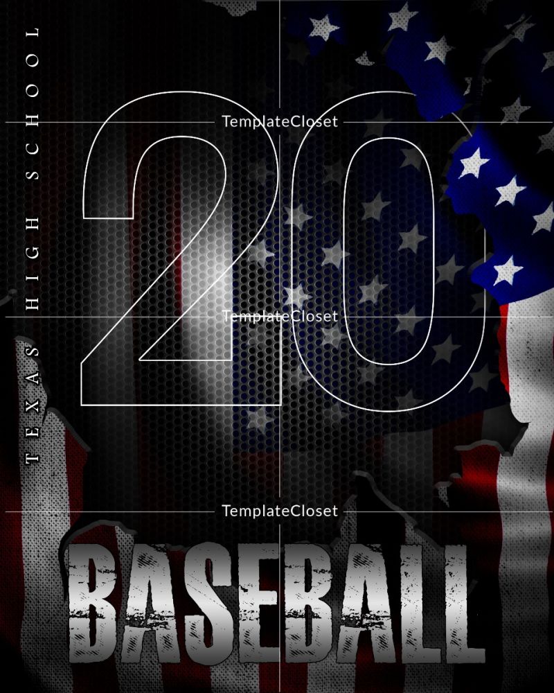 Baseball With Flag Layered Customized Photoshop Template