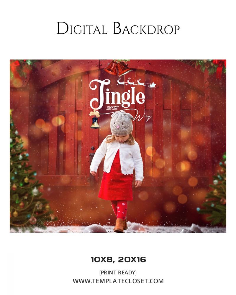 Kids Christmas Digital Backdrop Photography Template