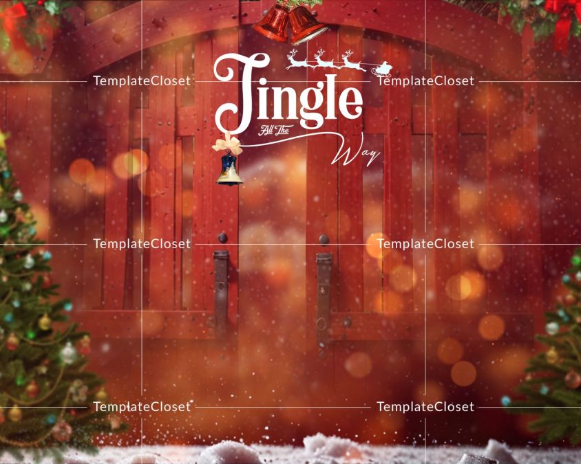Kids Christmas Digital Backdrop Photography Template