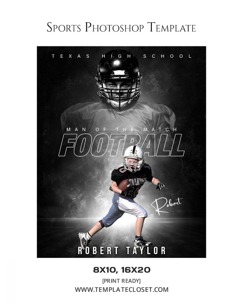 Football Memory Mate Multi Layer Photoshop Template