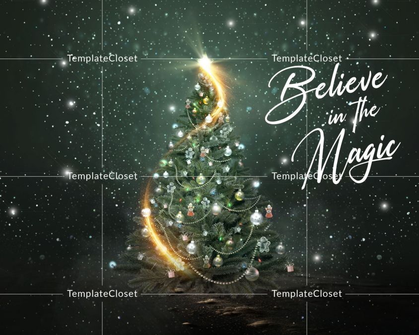 Kids Christmas Magic Digital backdrop Photography Template
