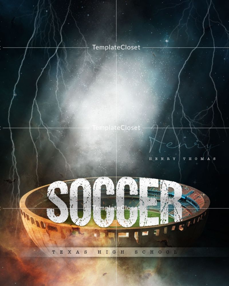 Soccer 3D Effect Print Ready Sports Photography Template