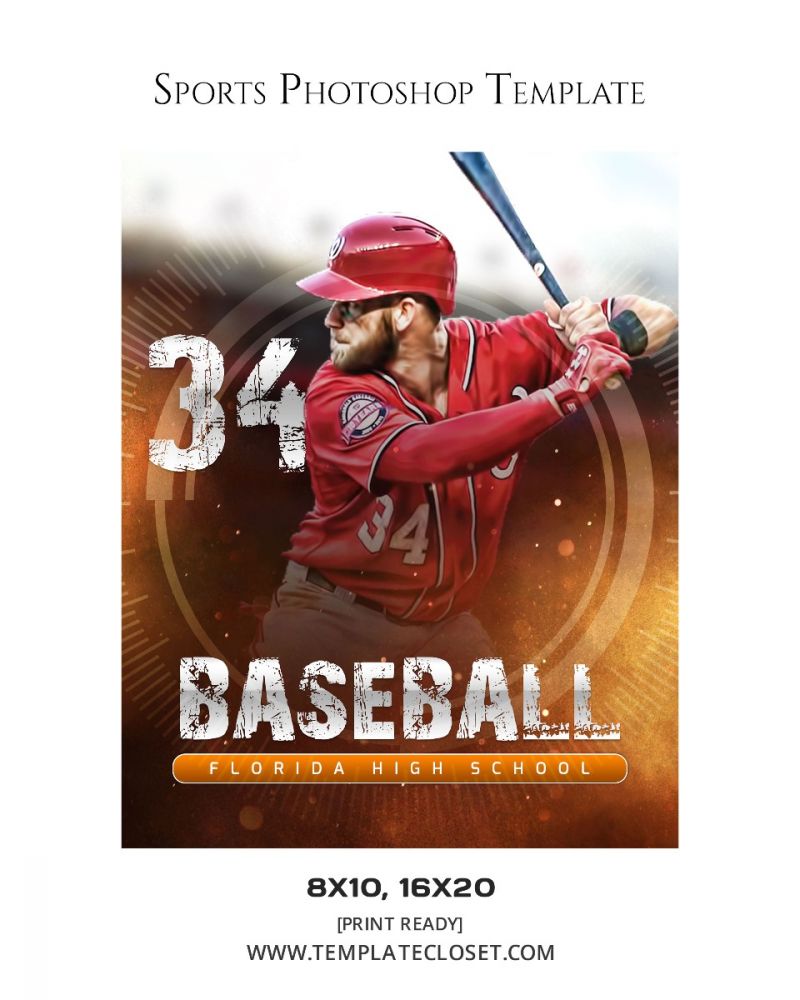 Baseball Color Effect Customized Photoshop Template