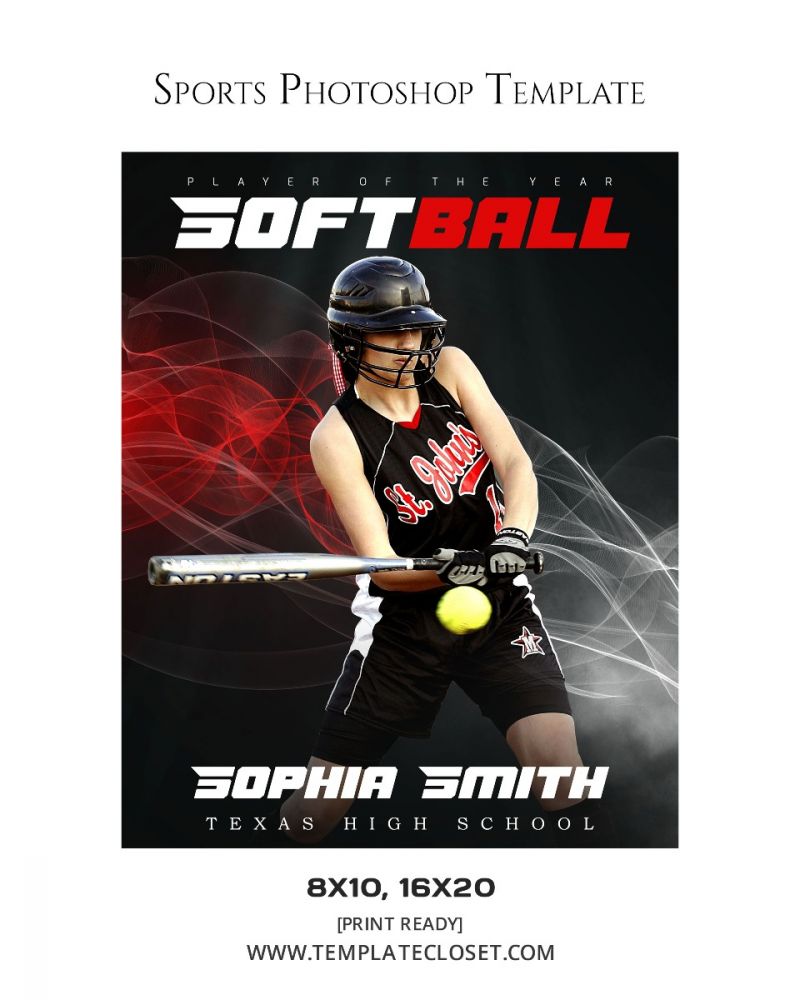 Softball True Color Effect Customized Photography Template