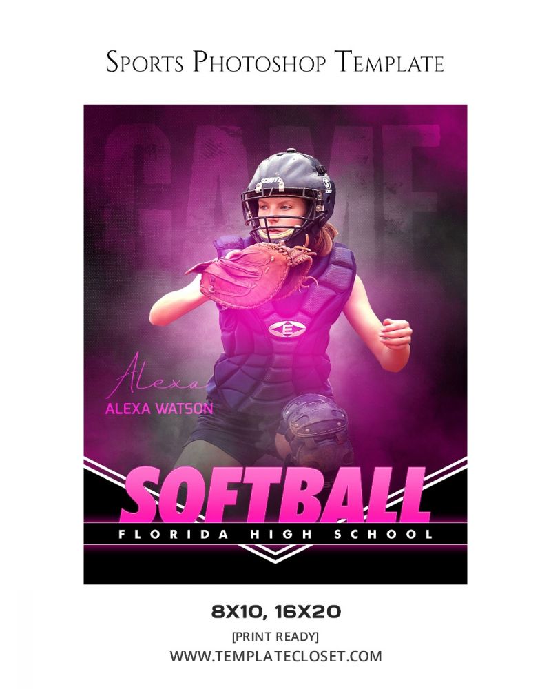 Alexa Watson - Softball Signature Effect Sports Photography Template