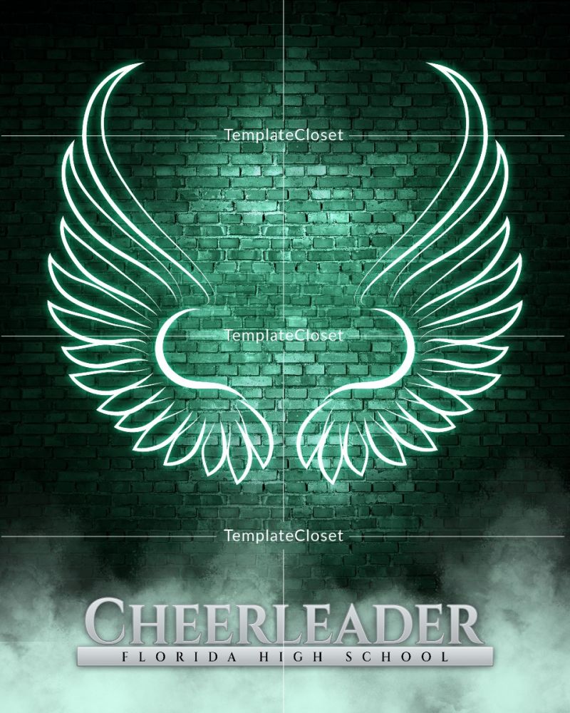 Cheerleader Green Effect Customized Sports Photoshop Template