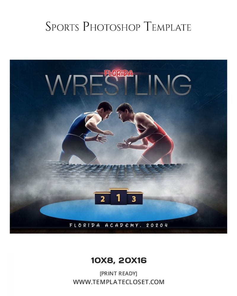 Wrestling Memory Mate Sports Photoshop Template