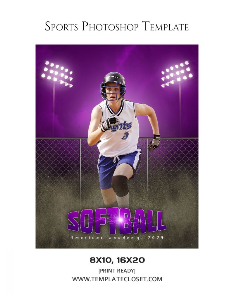 Softball With Light Effect Photoshop Poster