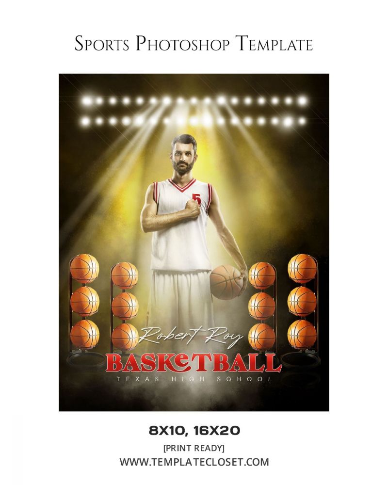 Basketball With Light Effect Sports Photography Poster