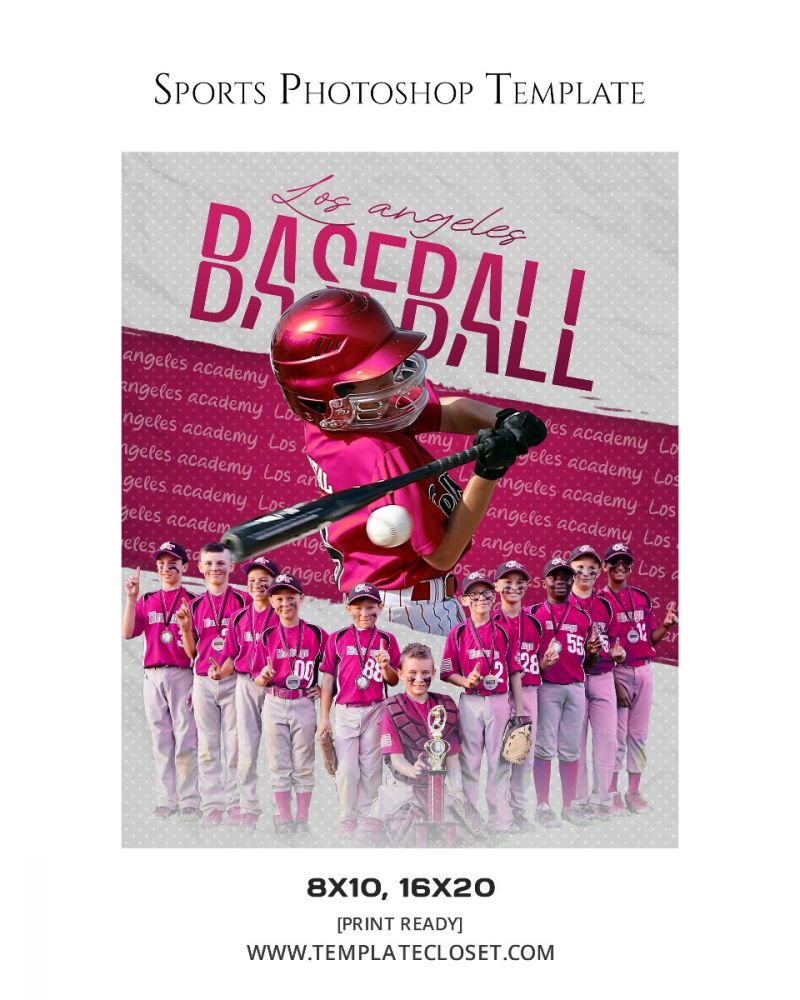 Pink Baseball Team Photography Template