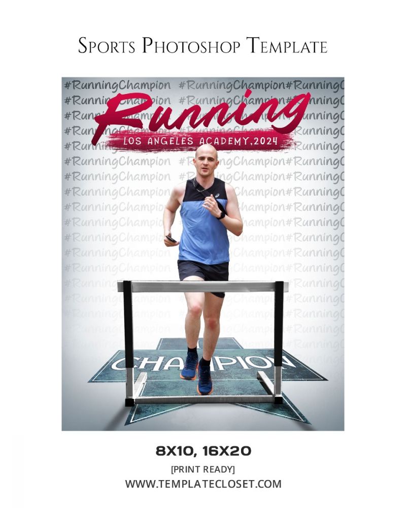 Running Champion With Text Background Photoshop Template