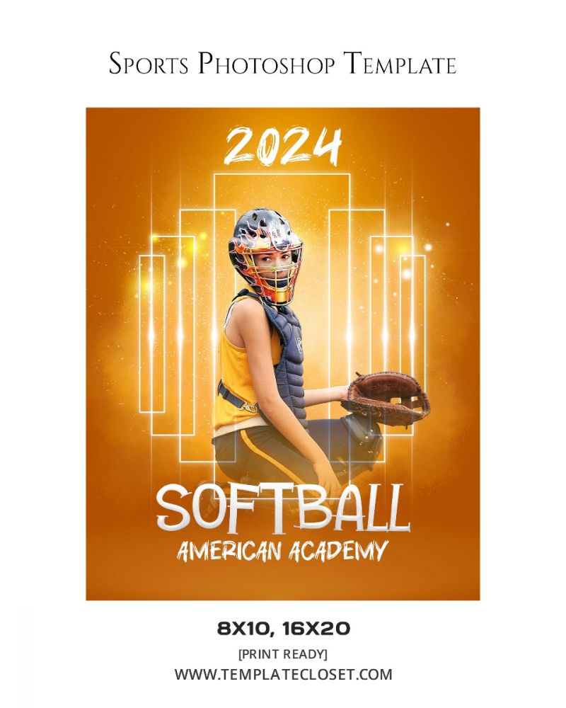 Softball American Academy Sports Print Ready Photography Template