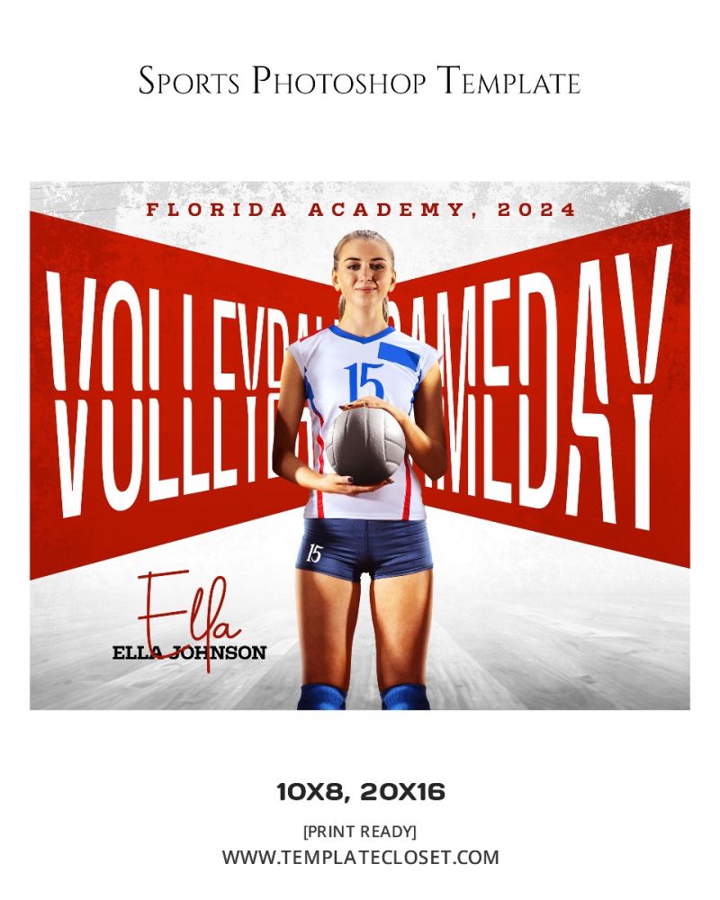 Ella Johnson - Volleyball Game Day Sports Photography Template