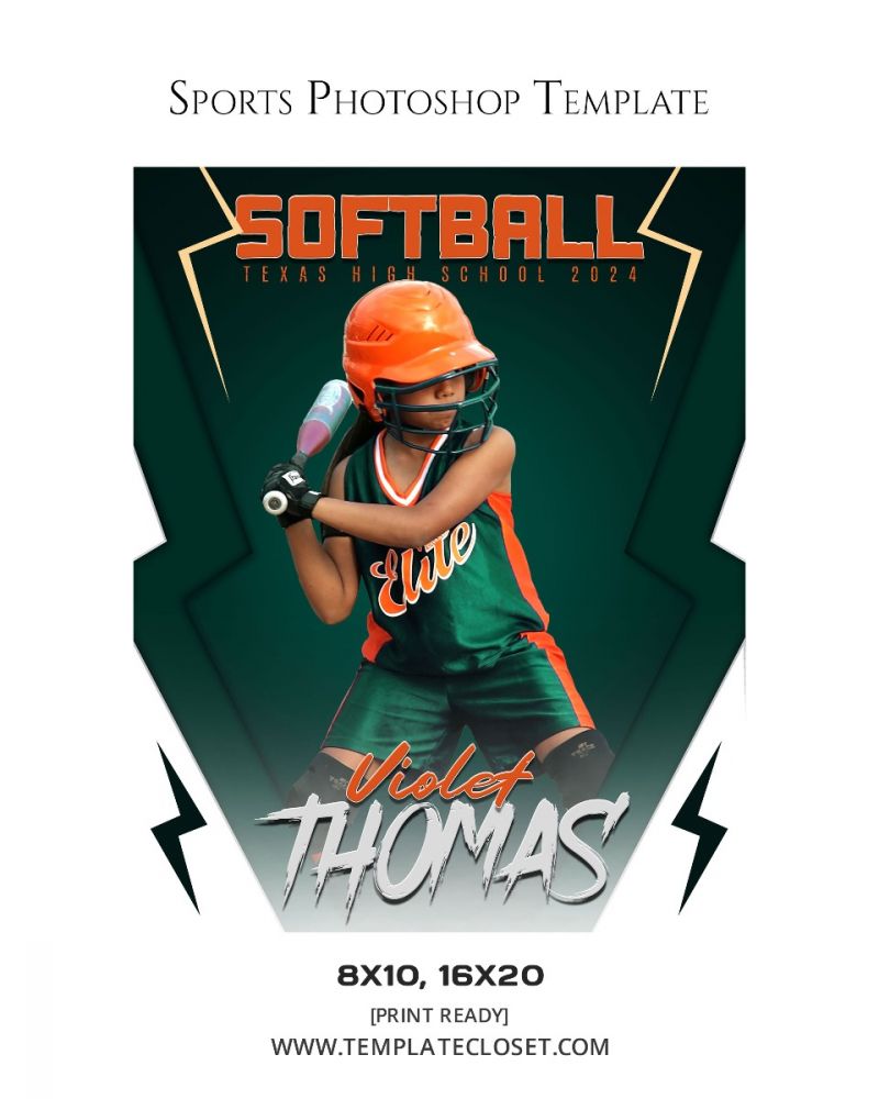 Fully Customized Softball Sports Photography Poster