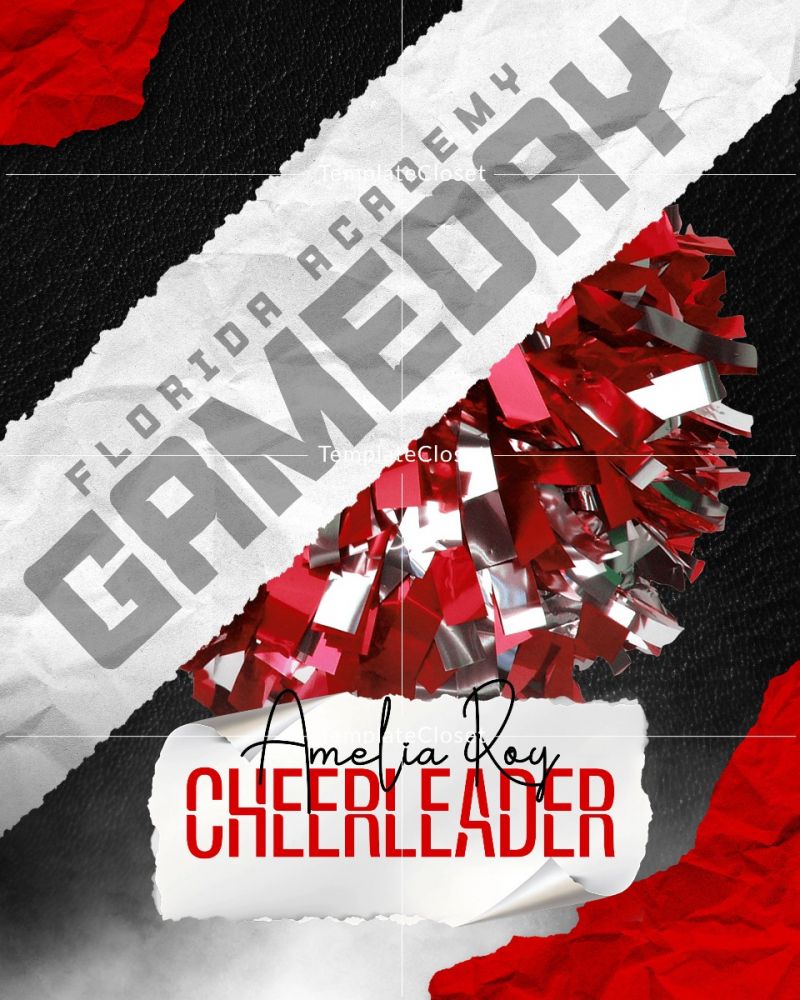Amelia Roy - Cheerleader Paper Effect Sports Photography Template