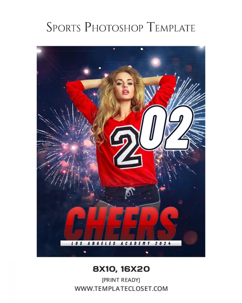 Cheerleader Green Effect Customized Sports Photoshop Template