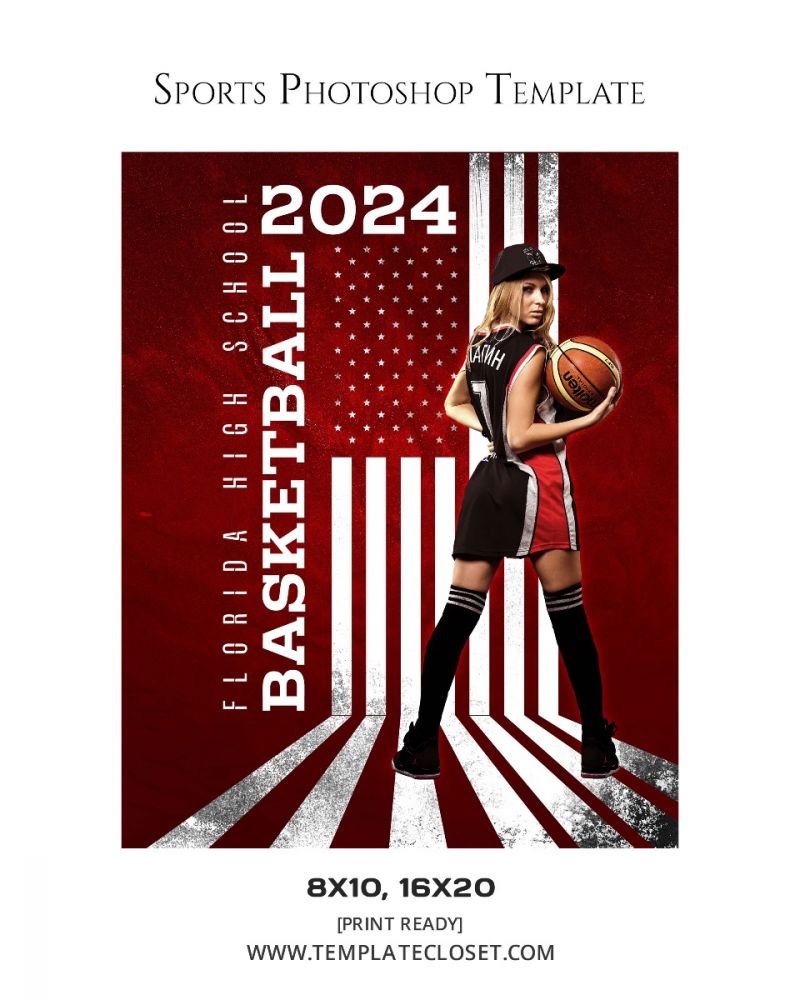 Senior Basketball Florida High School Sport Poster