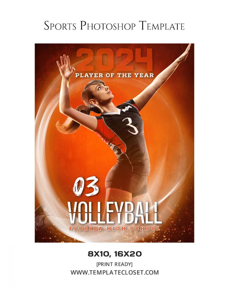 Volleyball - Player Of The Year Sports Photoshop Template