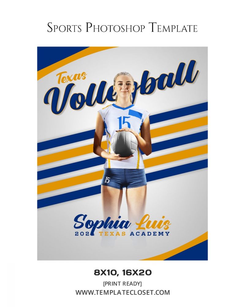 Sophia Luis - Texas Volleyball Sports Customized Photography Template