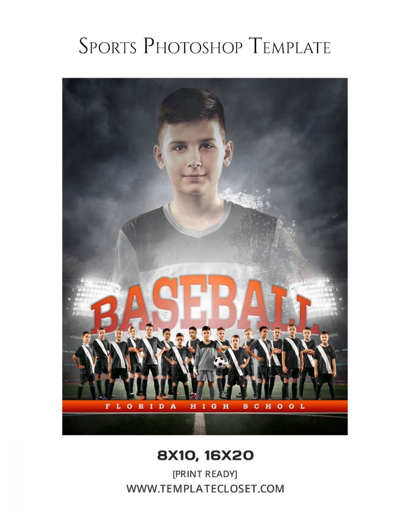 Baseball Team With Captain Sports Photography Template