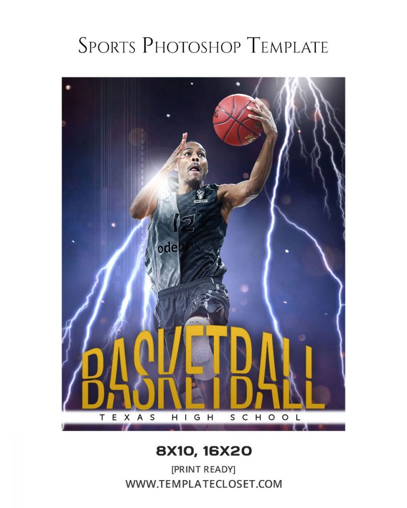 Basketball Texas High School Sports Photoshop Template