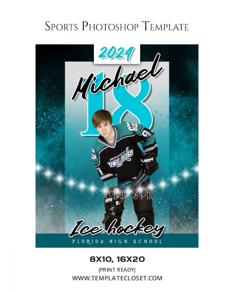 Michael - Ice Hockey Enliven Effect Sports Photography Poster